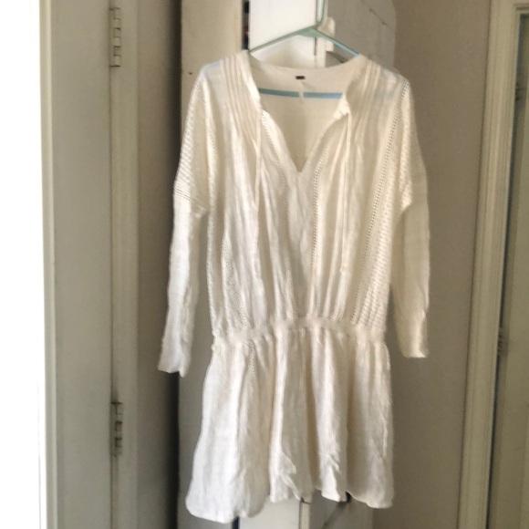 Free People Dresses & Skirts - Free People cream lace gauze drop waist dress size L